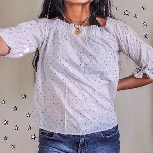 Iris White and Black Polka Dot Blouse